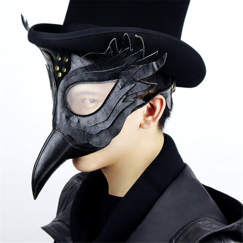 Steampunk Black Wing Bird Mask Faux Leather PU Halloween Bar Props PQHG092