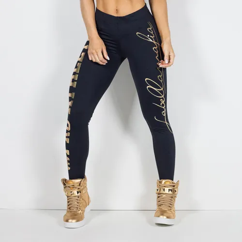 Golden Letters Offset Sweatpants for Women Sport Leggings PQOM1066