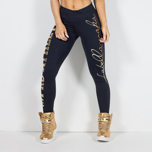 Golden Letters Offset Sweatpants for Women Sport Leggings PQOM1066