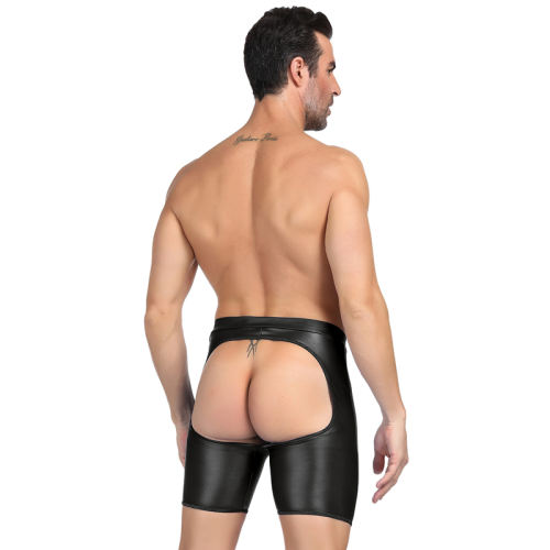 Black Color Men‘s Patent Leather Pants With Exposed Hips PQMP064A