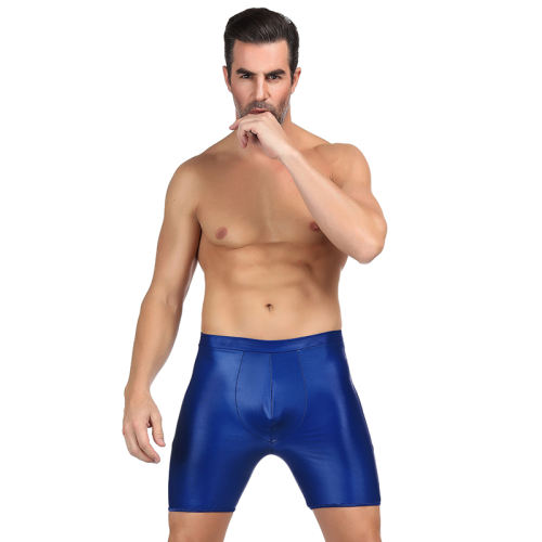 Blue Color Men‘s Patent Leather Pants With Exposed Hips PQMP064C