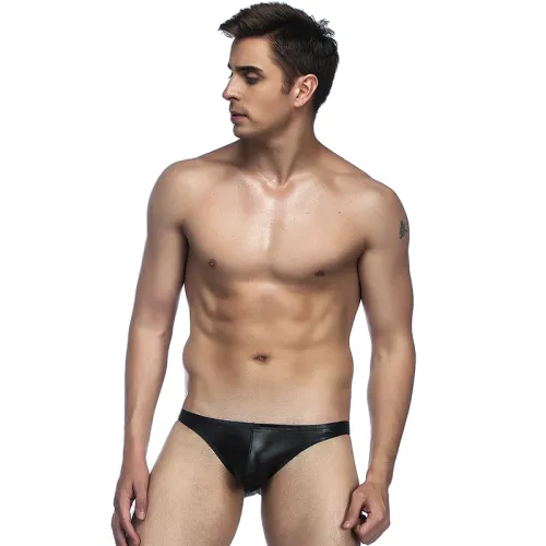 Erotic PU Underwear Faux Leather Mens Sexy Panty PQMP004A