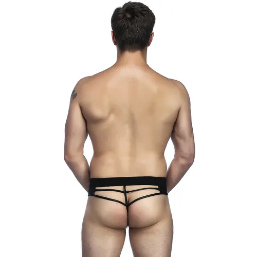 Faux Leather Hollow Out Boxer Briefs Men's PU Sexy Underwear PQMP062