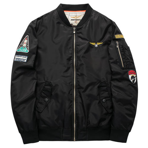 Black Plus Size Pilot Baseball Coat Men's Sports Casual Jacket PQ1688D