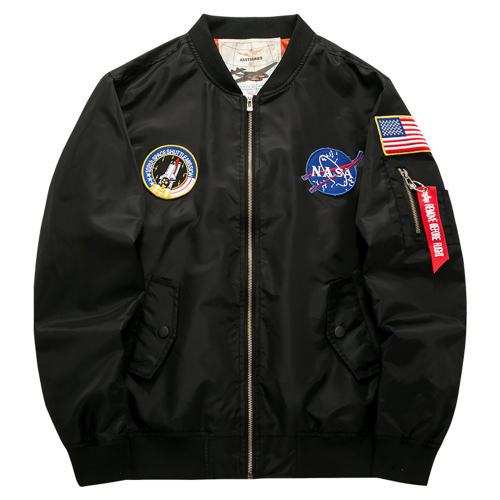 Black Color Men's Plus Size Casual Coat American Bomber Jacket PQ8805B