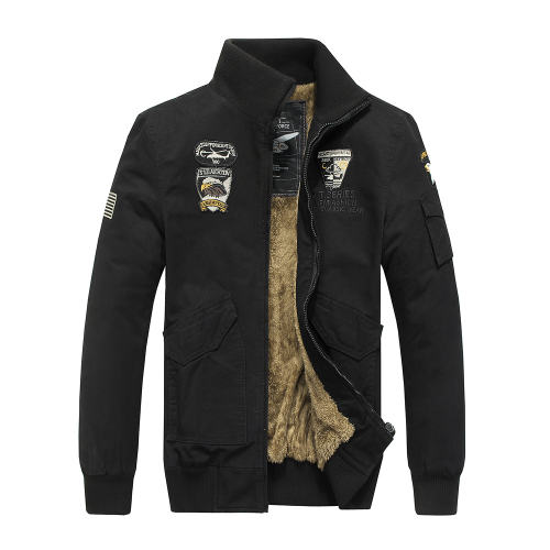 Winter Velvet Bomber Casual Jacket Men's Cotton Military Jacket PQ8303A