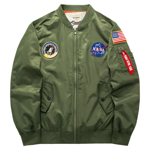 Green Color American Bomber Coat Men's Plus Size Casual Jacket PQ8805D