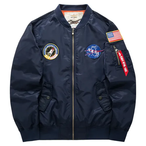 Blue Color American Bomber Jacket Men's Plus Size Casual Coat PQ8805C