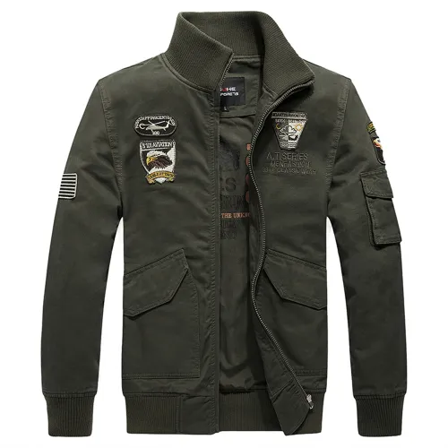 Plus Size Bomber Casual Jacket Men's Cotton Military Jacket PQ8302B