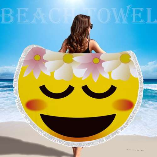 Printed Round Beach Towel Portable Bath Towel Travel Sport Towel PQ11301E