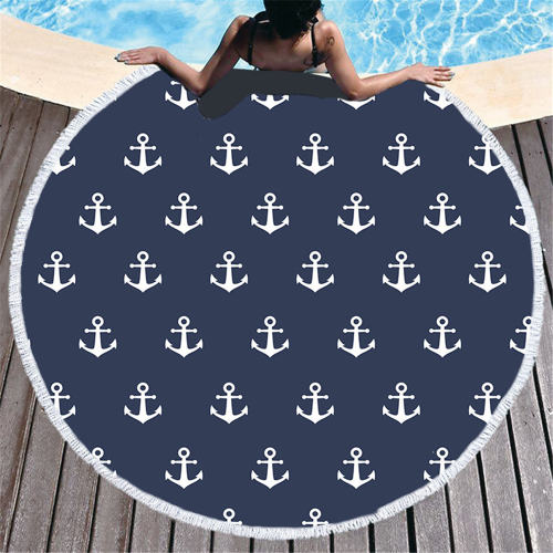 Fashion Seaside Vacation Round Printing Beach Towel Picnic Mat PQHD2007A