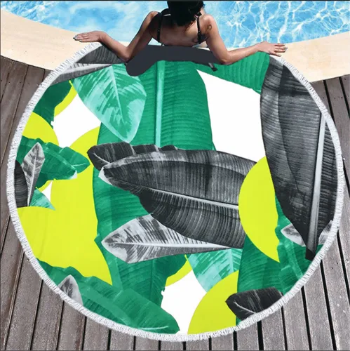 Fashion Seaside Vacation Round Printing Beach Towel Picnic Mat PQHD2007A