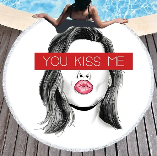 Seaside Beach Towel Round Print Picnic Mat Vacation Fashion Towel PQHD2007F