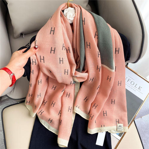 Pink Cotton Linen Scarf Women Fall Silk Scarf Winter Oversized Shawl PQLY180C