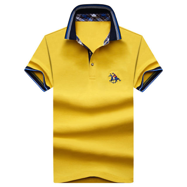 Light Green Men Polo Shirts Short Sleeve T-shirts Lapel Summer Tops PQLG1703D