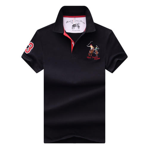 Black Cotton Short Sleeve T-shirt Men Lapel Loose Tops Summer Polo Shirt PQ2020A
