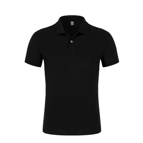 Black Long-staple Cotton Polo Shirt Short Sleeved T-shirt Lapel Cultural Shirt PQ9805A
