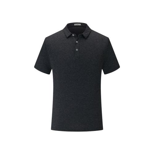 Black Summer Combed Cotton Tops Plain Weave Lapel Work Shirts POLO shirt PQ1838A