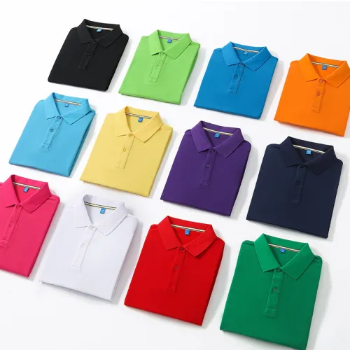 Dark Blue Short Sleeve Polo Shirts Unisex Custom Logo Lapel PIQUE Cotton T-shirt PQ301H