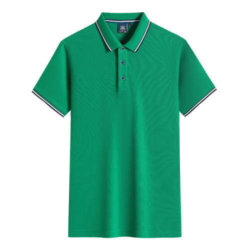 Green Short Sleeve Polo Shirt Summer Cotton T-shirts Lapel Team Work Clothes PQ2003F