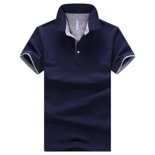 Men Polo Shirt Solid Color Trend T-shirt Lapel Short Sleeved Summer Tops PQ501C