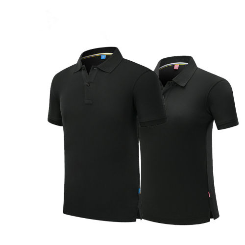 Black Short Sleeve Polo Shirts Unisex Custom Logo Lapel PIQUE Cotton T-shirt PQ301A