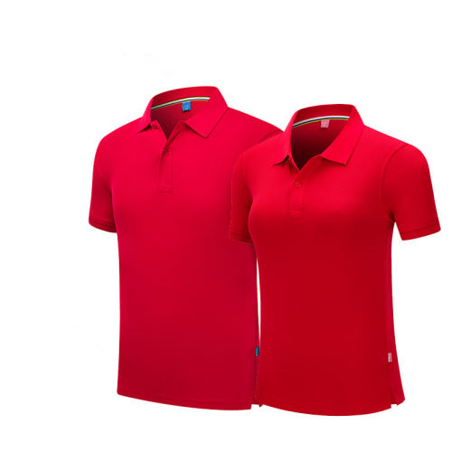 Red Short Sleeve Polo Shirts Unisex Custom Logo Lapel PIQUE Cotton T-shirt PQ301C