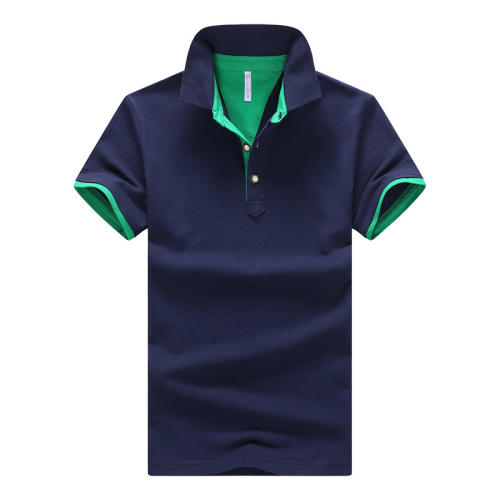 Men Polo Shirt Solid Color Trend T-shirt Lapel Short Sleeved Summer Tops PQ501C