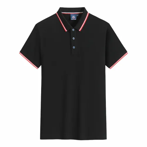 Black Summer Cotton T-shirt Custom Lapel Short Sleeve Polo Shirt Team Work Clothes PQ2003A