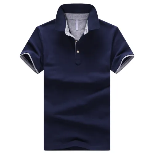 Men Polo Shirt Trend Lapel T-shirt Short Sleeved Solid Color Summer Tops PQ501D