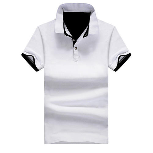 Trend Lapel T-shirt Short Sleeved Solid Color Summer Tops Men Polo Shirt PQ501E
