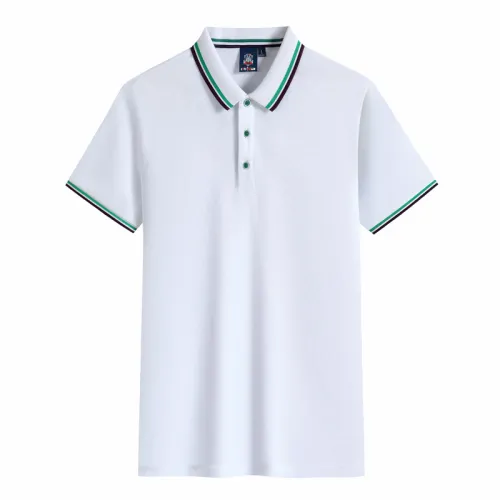 White Summer Cotton T-shirts Lapel Team Work Clothes Short Sleeve Polo Shirt PQ2005C