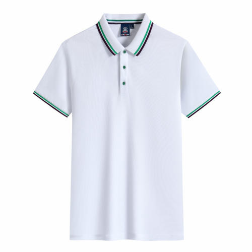 White Summer Cotton T-shirts Lapel Team Work Clothes Short Sleeve Polo Shirt PQ2005C