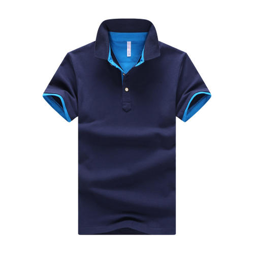 Men Polo Shirt Trend Lapel T-shirt Short Sleeved Solid Color Summer Tops PQ501D
