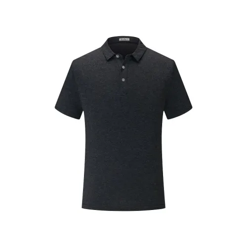 Dark Grey Summer Combed Cotton Tops Plain Weave Lapel Work Shirts POLO shirt PQ1838B