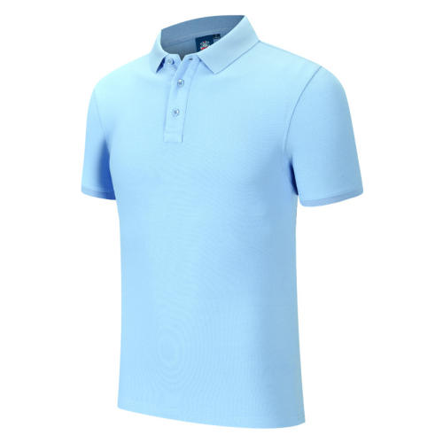 Light Blue Advertising Shirt Work Tops Polo Shirt High Quality Cotton Lapel T-shirt PQ2001J