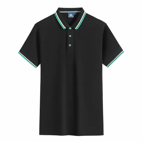 Black Summer Cotton T-shirts Lapel Team Work Clothes Short Sleeve Polo Shirt PQ2005A