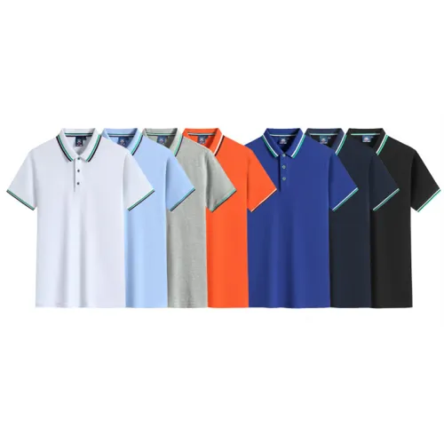 White Summer Cotton T-shirts Lapel Team Work Clothes Short Sleeve Polo Shirt PQ2005C