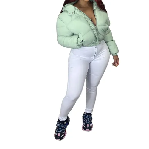 Light Blue Fashion Hooded Autumn Jacket Winter Duck Down Coat For Women PQ4560D