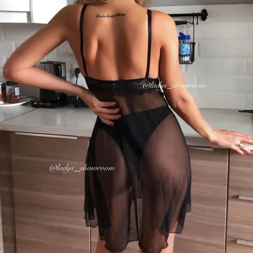 Black Sexy Lace Babydoll Lingerie For Women Sleepwear PQG466
