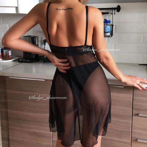 Black Sexy Lace Babydoll Lingerie For Women Sleepwear PQG466