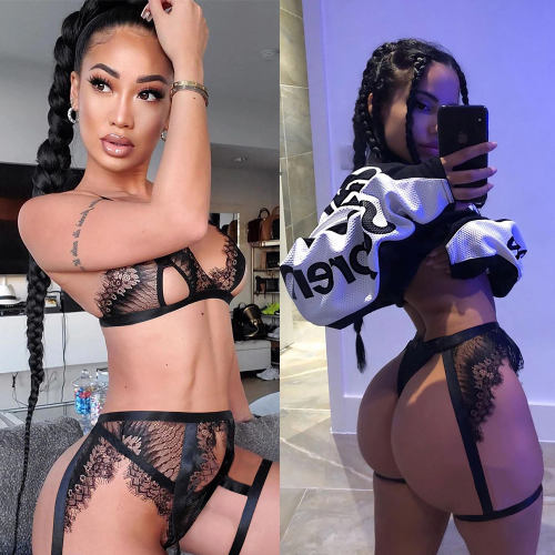 Black Eyelash Lace Bra Set for Women Sexy Lingerie PQBS023