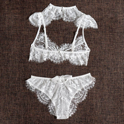 Women Erotic Lingerie Sets Sexy Eyelash Lace Bra With Shorts PQZT266B