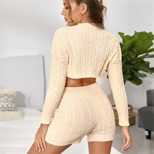 Fashionable Sweater For Women Pure Color Short Suit Lounge Wear PQCQ006