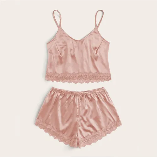 Sexy Lounge Wear Women Home Satin Camisole With Shorts PQZT183C