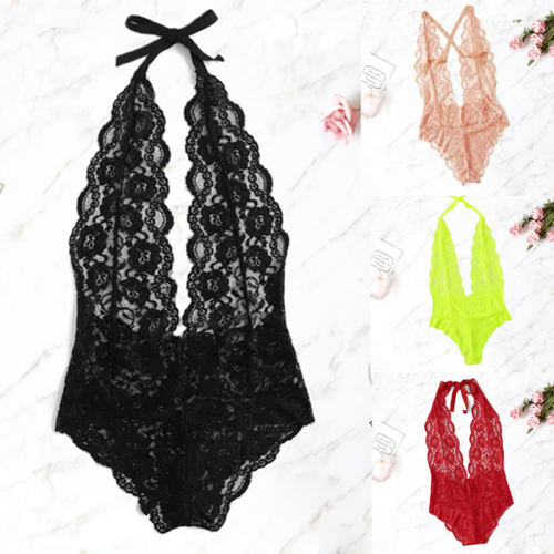 Rose Sheer Lace Teddies Lingerie for Women Sexy Bodysuit PQBS004E