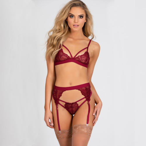 Sexy Lingerie Sets With Garters V-neck Lace Bra With Panties PQBS222B