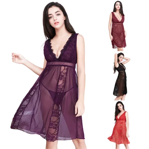 Plus Size Lace Babydoll Lingerie For Women Sexy Sleepwear PQYM7815A
