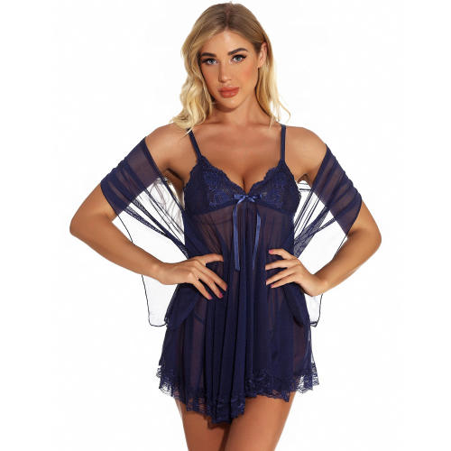 Plus Size Babydoll Lingerie Sexy Lace Sleepwear with Scarf PQYM7099A