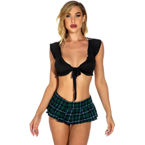 Plus Size Schoolgirl Cos Bra Tops with Skirts School Girl Cosplay Costume PQ105605D